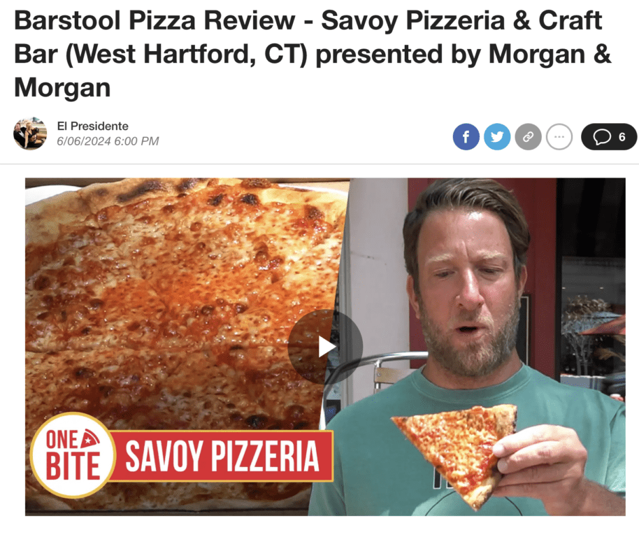 Barstool Sports Reviews Savoy Pizzeria in West Hartford WeHa West