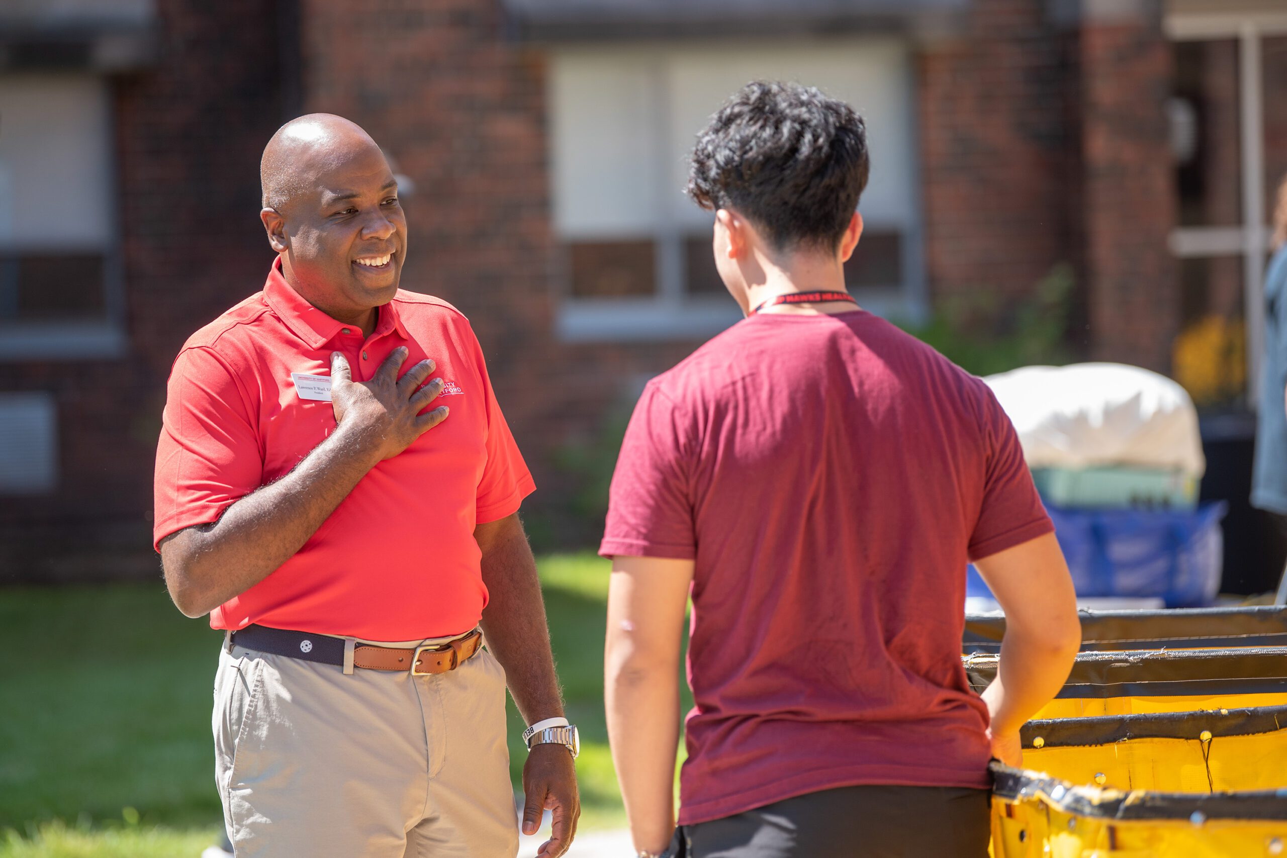 20240823 UHart Pres Ward Greets Students